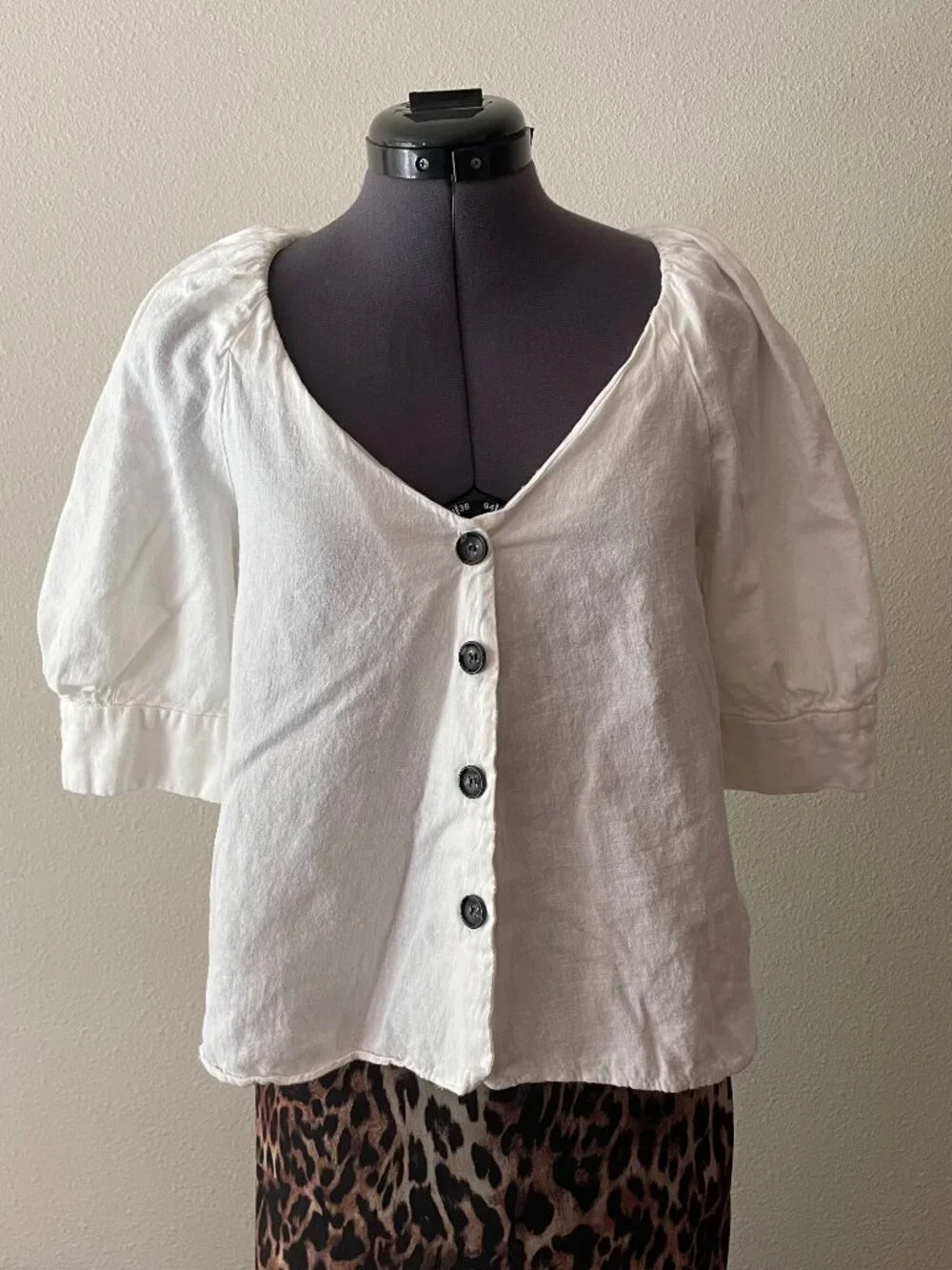 Zara white linen puff sleeve top cottage soft girl twee